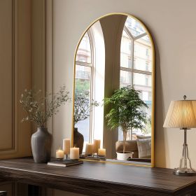 Bathroom Wall Mirror, Metal Frame Vanity Mirror for Bedroom, Entryway, Living Room (Color: Golden, size: 38"L x 26"W)