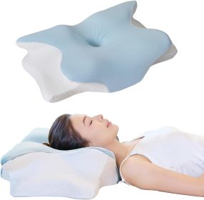 Cervical Memory Foam Pillow – Ergonomic Neck Support for Side, Back & Stomach Sleepers | Odorless Beauty Sleep Pillow for Deep Rest (Color: Blue   King Size 24.8"Lx16.9"Wx5.9"H)
