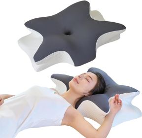 Cervical Memory Foam Pillow – Ergonomic Neck Support for Side, Back & Stomach Sleepers | Odorless Beauty Sleep Pillow for Deep Rest (Color: Grey King Size 24.8"Lx16.9"Wx5.9"H)
