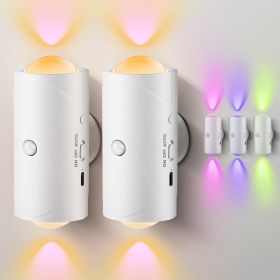 LED Motion Sensor Night Light, 7 Colors Rechargeable Battery Stair Light, Wireless Magnetic Wall Lamp, Cordless LED Wall Night Lights for Steps (Color: White 4pcs)