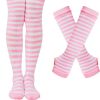 Halloween Striped Women Thigh High Socks Fingerless Gloves Arm Warmers Thigh Highs Over the Knee Socks Leg Warmers