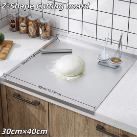 Stainless Steel Cutting Board with Lip for Kitchen Chopping Boards for Countertop Large Metal Cutting Board over Sink Suitable for Meat Fruits Vegetab (size: Z-Shape 30cm×40cm)