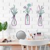 3 Pieces Metal Vase Flowers Wall Arts - Rustic Farmhouse Style Décor Metal Wall Art Black Minimalist Flower Natural Themed Wall Decors for Home Bedroo