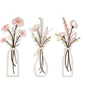 3 Pieces Metal Flowers Wall Arts - Rustic Farmhouse Style Décor Metal Wall Art Black Minimalist Flower Natural Themed Wall Decors for Home Bedroo (Product Dimensions: 13.7 x 6.1 x 0.2 inches)