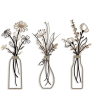 3 Pieces Metal Flowers Wall Arts - Rustic Farmhouse Style Décor Metal Wall Art Black Minimalist Flower Natural Themed Wall Decors for Home Bedroom Din
