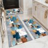 Three-piece kitchen rug set, non-slip and washable, abstract pattern kitchen hallway rug, soft and comfortable, suitable for sinks, floors, entrances