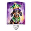 NEW Dachshund King of Mardi Gras Ceramic Night Light Compact, UL-Certified, Ideal for Bedroom, Bathroom, Nursery, Hallway, Kitchen, 6x4x3, Multicolor
