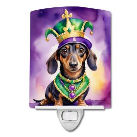 NEW Dachshund King of Mardi Gras Ceramic Night Light Compact, UL-Certified, Ideal for Bedroom, Bathroom, Nursery, Hallway, Kitchen, 6x4x3, Multicolor (Default: Default)