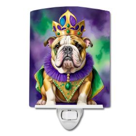 NEW English Bulldog King of Mardi Gras Ceramic Night Light Compact, UL-Certified, Ideal for Bedroom, Bathroom, Nursery, Hallway, Kitchen, 6x4x3 (Default: Default)