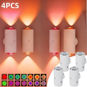 Motion Sensor Night Light Wall Lamp with USB Type-C Charging Ultra Long Battery Life Magnetic Mount Colorful Neon Colors Change for Bedroom Bathroom 2 (Color: White 4pcs)