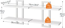 Floating Shelves, 15 Inch Wall Shelf Set of 2, Wall Mounted Storage Shelves 2-Tier, Hanging Bathroom Shelves, for Living Room, Bedroom, Bathroom