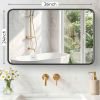 Large Rectangle Vanity Framed Mirror for Wall Matte Metal Framed 30x40 Inch Modern Mirror Tempered Glass For Living Room