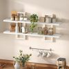 Floating Shelves, 15 Inch Wall Shelf Set of 2, Wall Mounted Storage Shelves 2-Tier, Hanging Bathroom Shelves, for Living Room, Bedroom, Bathroom