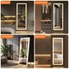 3 Color Lighting Mirror with LED Lights, 64"x21" Lighted Floor Standing Mirror with Stand, Wall Mounted Hanging