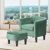 Upholstered Teddy Velvet Club Barrel Chair with Ottoman with Footrest