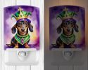 NEW Dachshund King of Mardi Gras Ceramic Night Light Compact, UL-Certified, Ideal for Bedroom, Bathroom, Nursery, Hallway, Kitchen, 6x4x3, Multicolor
