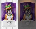 NEW Boxer King of Mardi Gras Ceramic Night Light Compact, UL-Certified, Ideal for Bedroom, Bathroom, Nursery, Hallway, Kitchen, 6x4x3, Multicolor