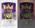 NEW French Bulldog King of Mardi Gras Ceramic Night Light Compact, UL-Certified, Ideal for Bedroom, Bathroom, Nursery, Hallway, Kitchen, 6x4x3