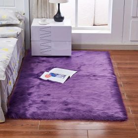 1pc Fluffy Imitation Wool Area Rug, Suede Fleece Bottom Long Imitation Wool Rug, Acrylic 80% Polyester 20%, 2.36inch Long Wool (Color: purple, size: 35.43*59.06inch)