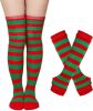 Halloween Striped Women Thigh High Socks Fingerless Gloves Arm Warmers Thigh Highs Over the Knee Socks Leg Warmers