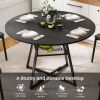 Round table, suitable for 4 to 6 people, a space-saving kitchen table with double-layer storage function, metal base frame