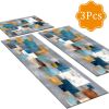Three-piece kitchen rug set, non-slip and washable, abstract pattern kitchen hallway rug, soft and comfortable, suitable for sinks, floors, entrances