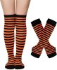 Halloween Striped Women Thigh High Socks Fingerless Gloves Arm Warmers Thigh Highs Over the Knee Socks Leg Warmers