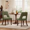 Cutout Back Counter Height Bar Stools Set of 2, Mid Century Chenille Upholstered Kitchen Island Stools with Solid Rubberwood Legs