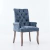 Upholstered Chenille Fabric Tufted Arm Dining Chair, Curved Solid Rubberwood Legs, Elegant Nailhead Trim Accent Chair for Dining Room Living Room & Of