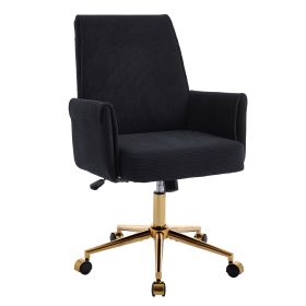 Mid-back liftable office chair, striped fabric, and ergonomically designed, is an excellent choice for working, studying or relaxing. The mid-back des (Option: OfficeChairBlack)