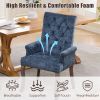 Upholstered Chenille Fabric Tufted Arm Dining Chair, Curved Solid Rubberwood Legs, Elegant Nailhead Trim Accent Chair for Dining Room Living Room & Of